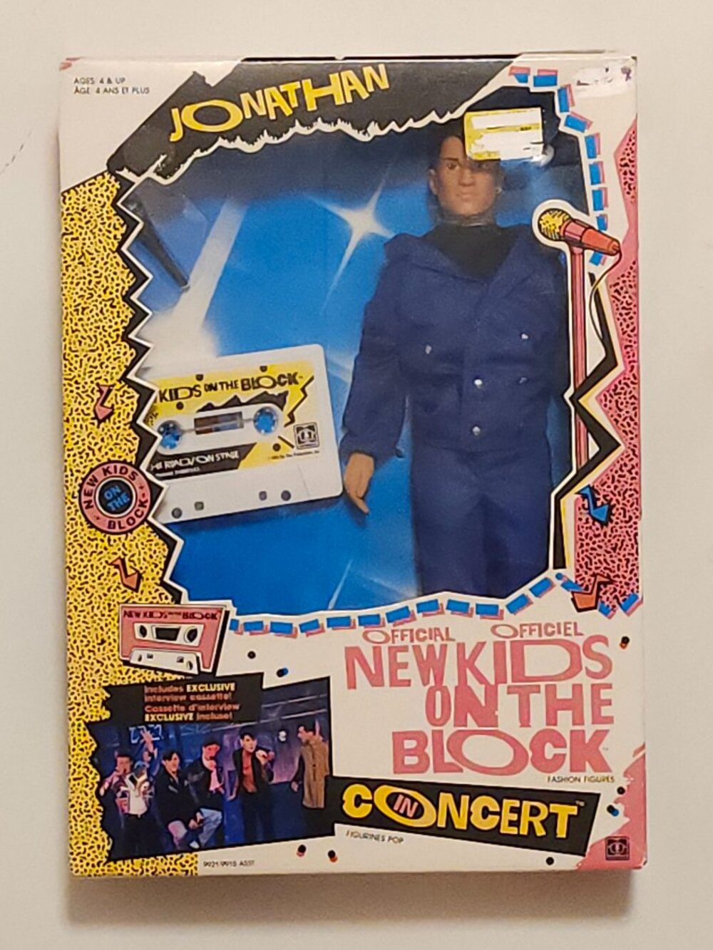1990 Hasbro NKOTB New Kids On The Block Jonathan Doll Figure Cassette Tape NEW